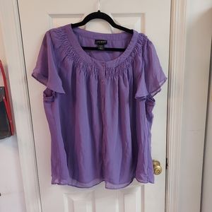 Lane Bryant Purple Chiffon Button Down Blouse Size 18/20 W